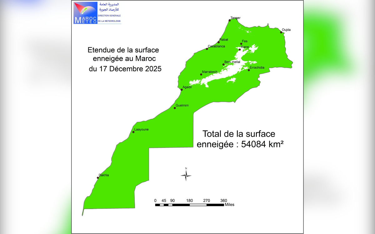 إلى غاية 17 دجنبر 2025.. المساحة الإجمالية المغطاة بالثلوج بالمغرب تبلغ 54084 كيلومتر مربع